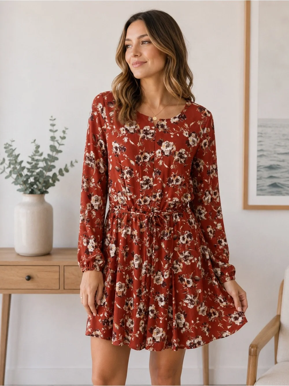 Emma & Michele - Beautiful Floral Dress with Tie Waist - Brand new!